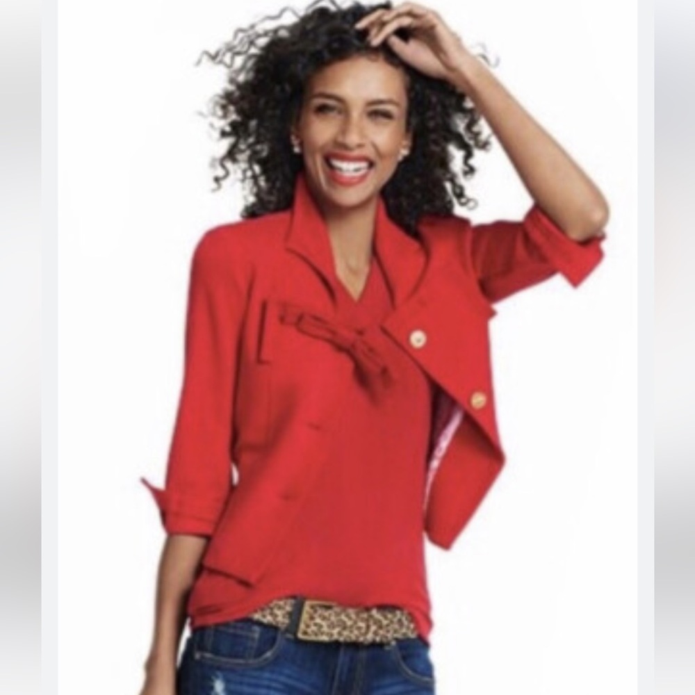 Cabi Red Women's Jacket with Bow Detail